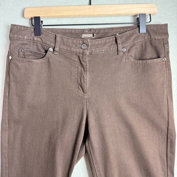 J. McLaughlin Women’s Brown Straight Leg Button Pull On Ankle Pants Size 10 - Picture 2 of 10